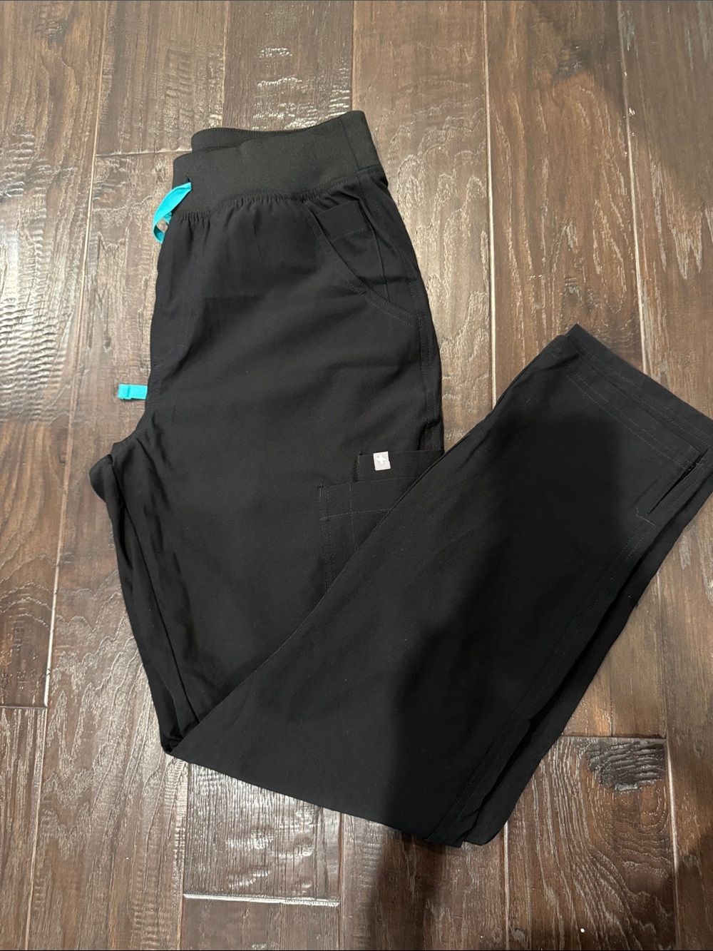 Figs Black Technical Collection Scrub Pants with White Label
